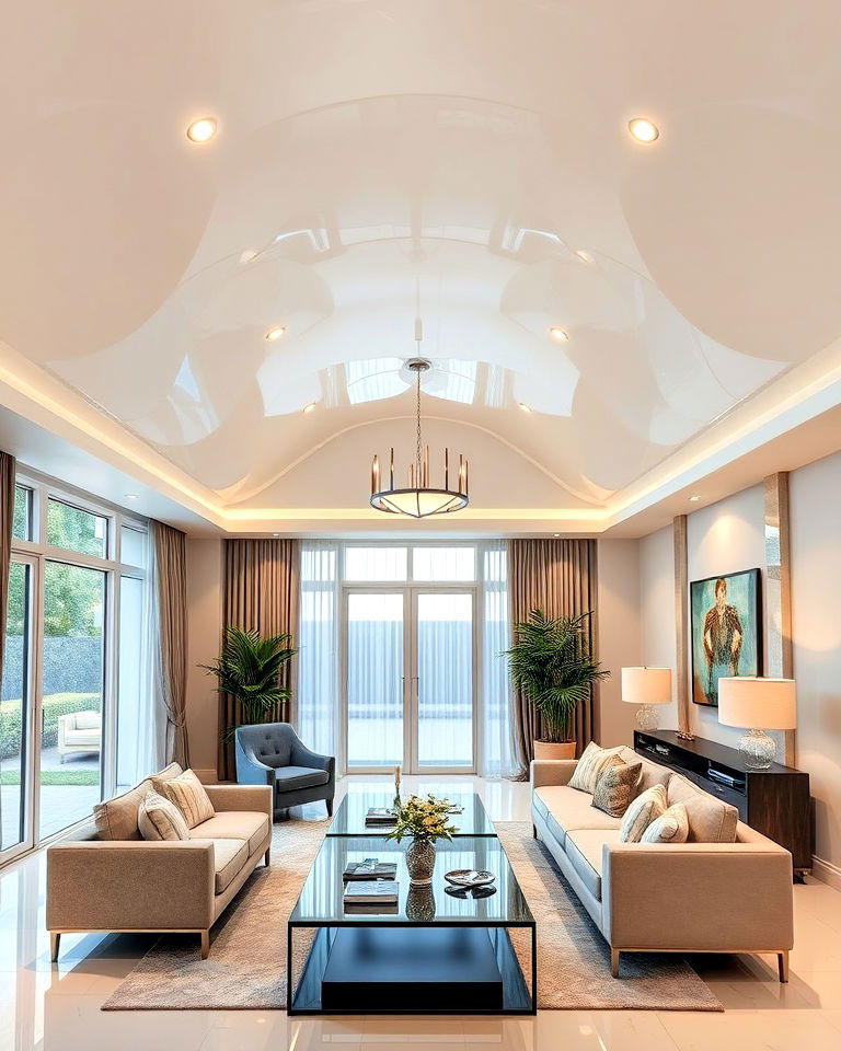 luxurious high gloss vaulted ceiling