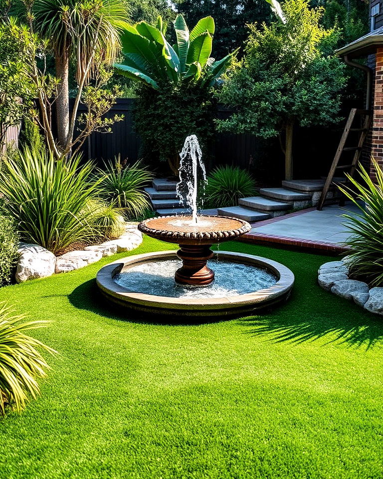 luxurious turf with water feature
