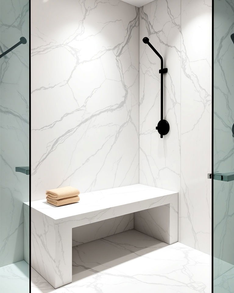 marble slab shower bench