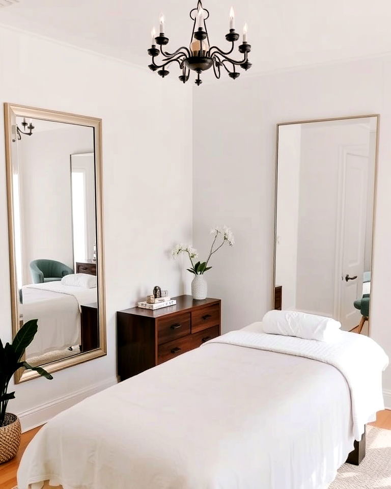 massage room mirrors for spaciousness and elegance