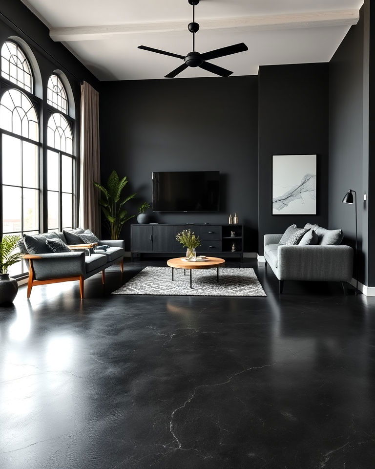 matte black paint indoor concrete floor