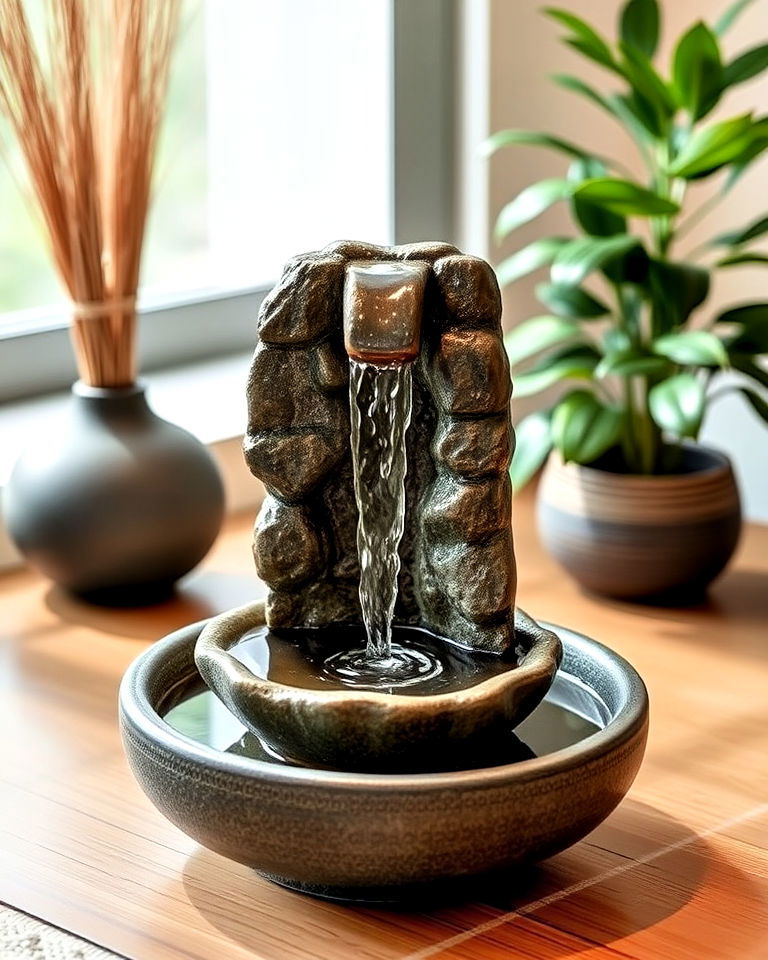 meditation room with a small fountain feature