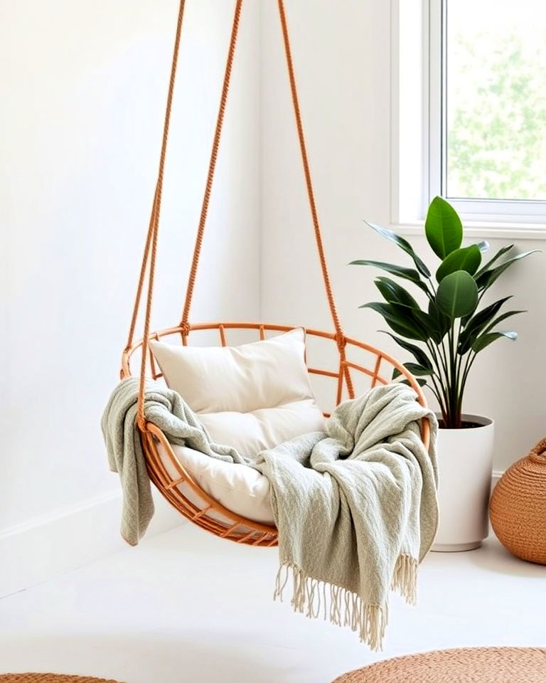 meditation room with comfortable hanging chair