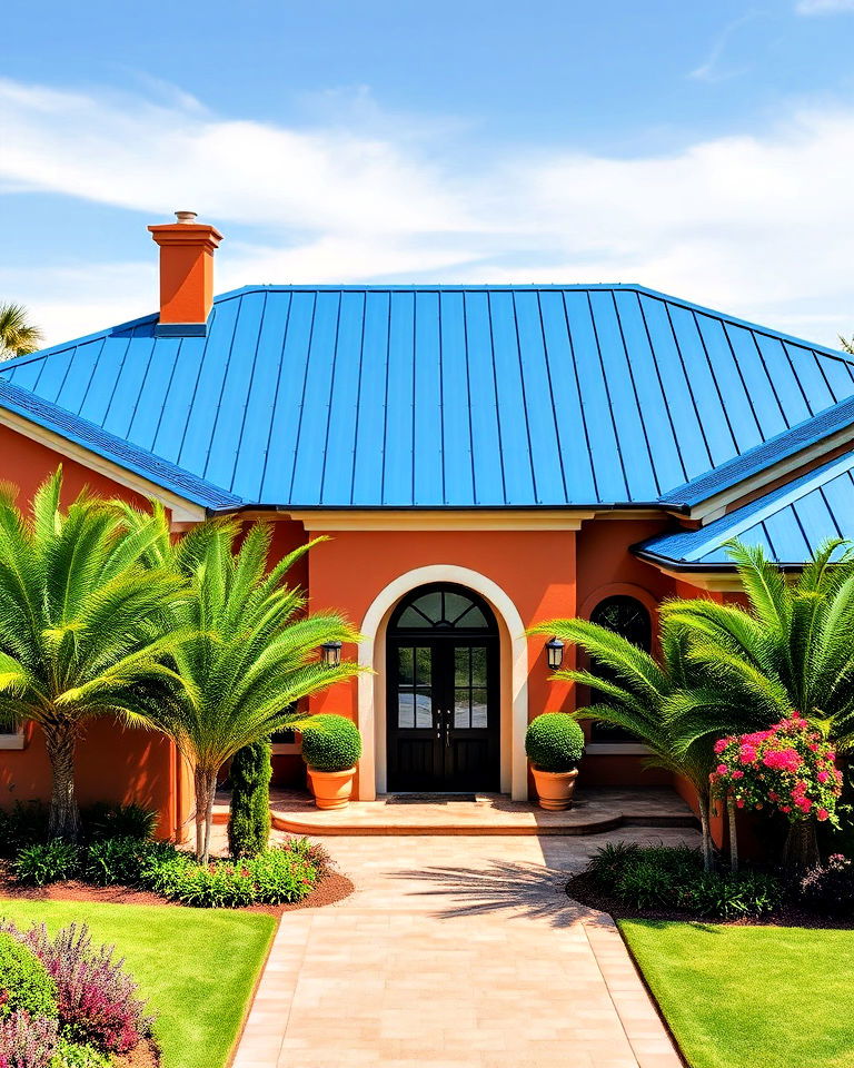 mediterranean style villas with metal roof