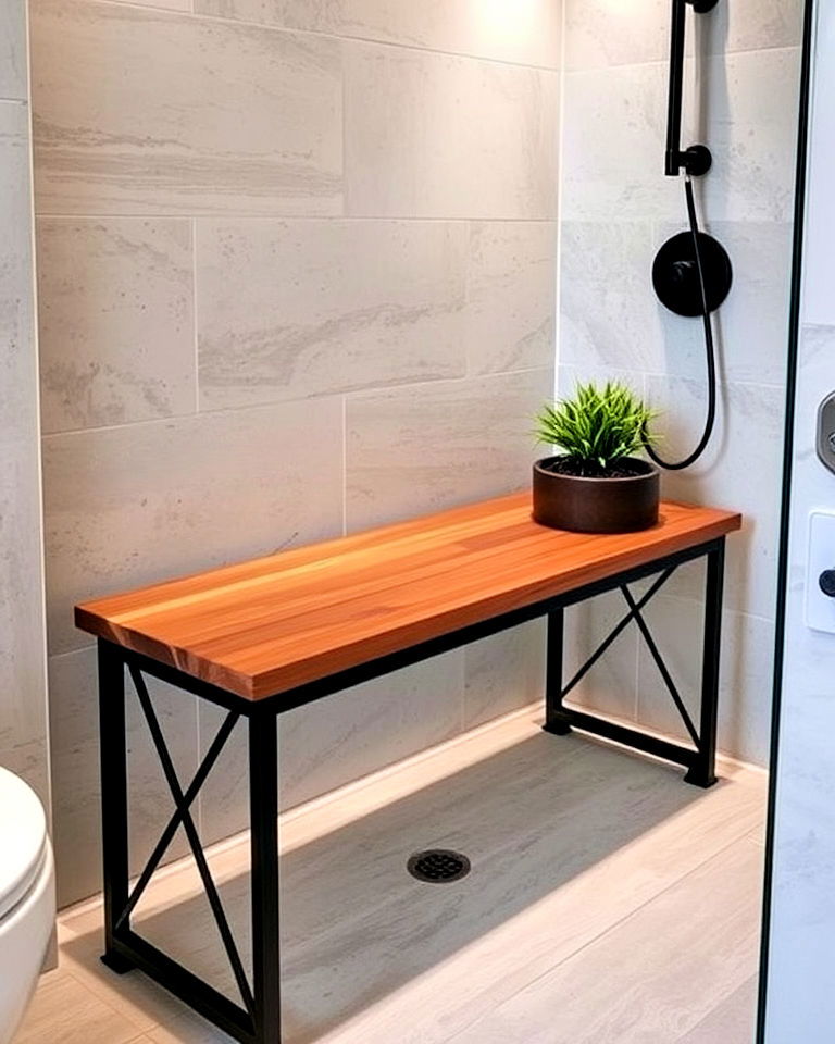metal frame shower bench