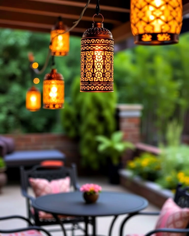 metal lantern string lights for a moroccan touch