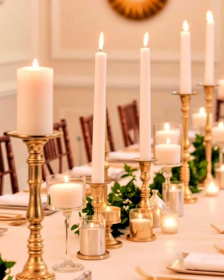 metallic candle holders