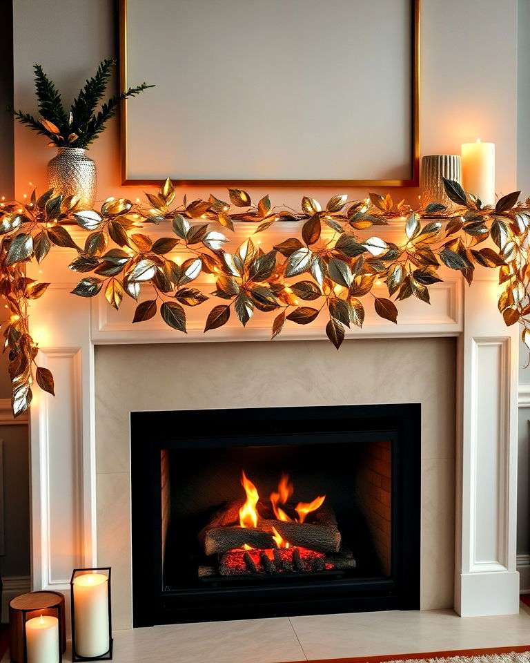 metallic leaf garland for a modern twist