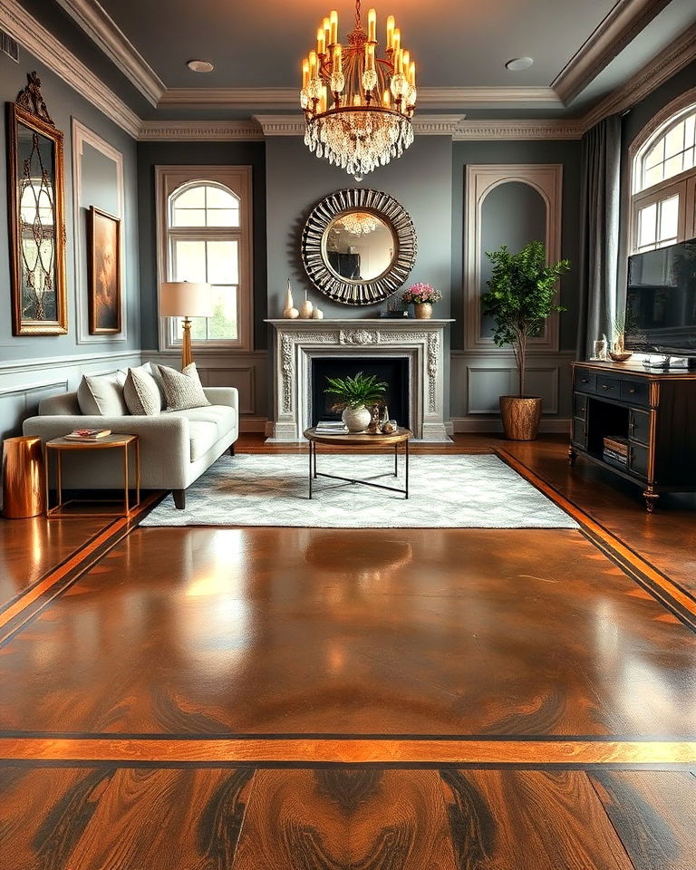 metallic painted accents floor for living room