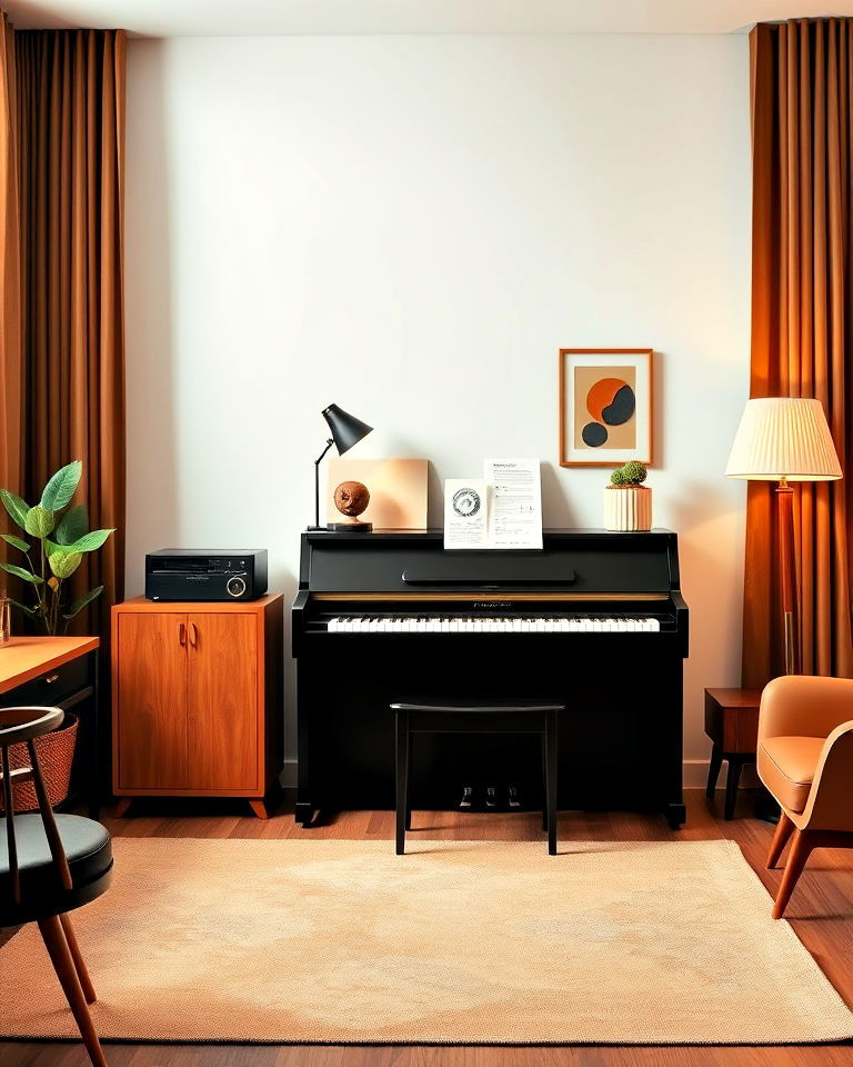 mid century modern piano room