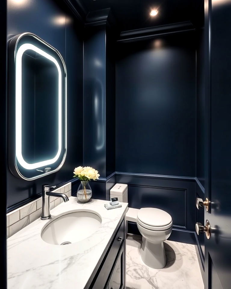 midnight blue with marble features