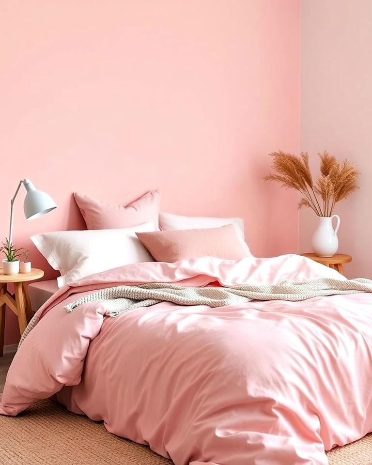 millennial pink bed linen