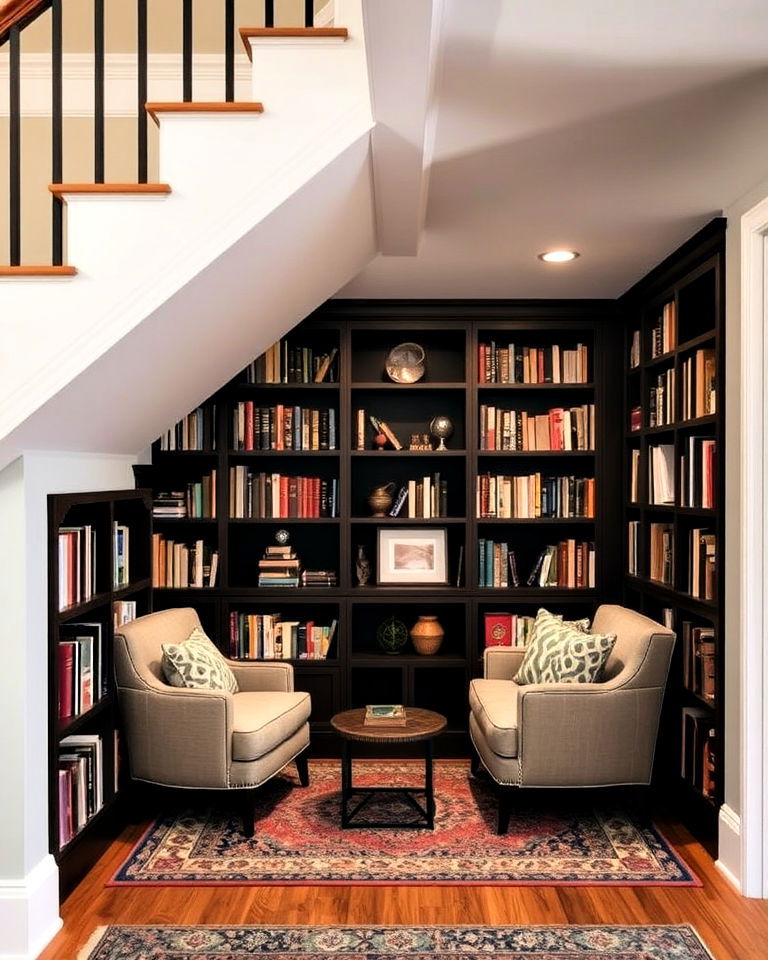 mini library under stair