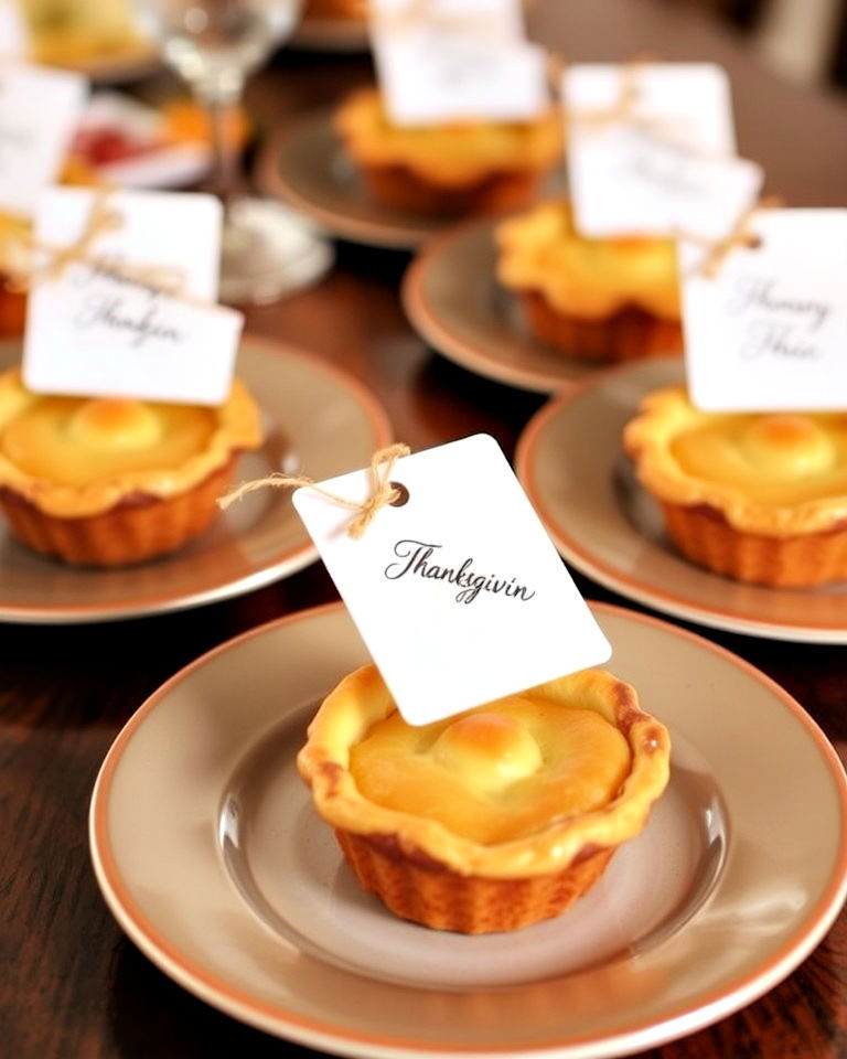 mini pie place cards to surprise your guests