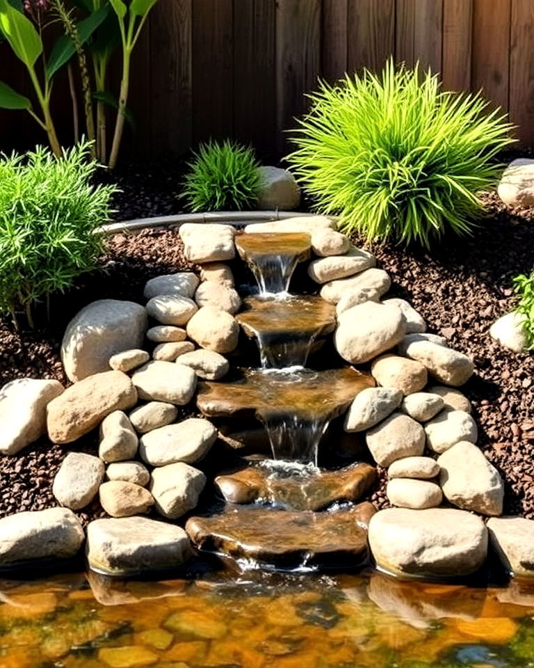 mini rock falls for small garden