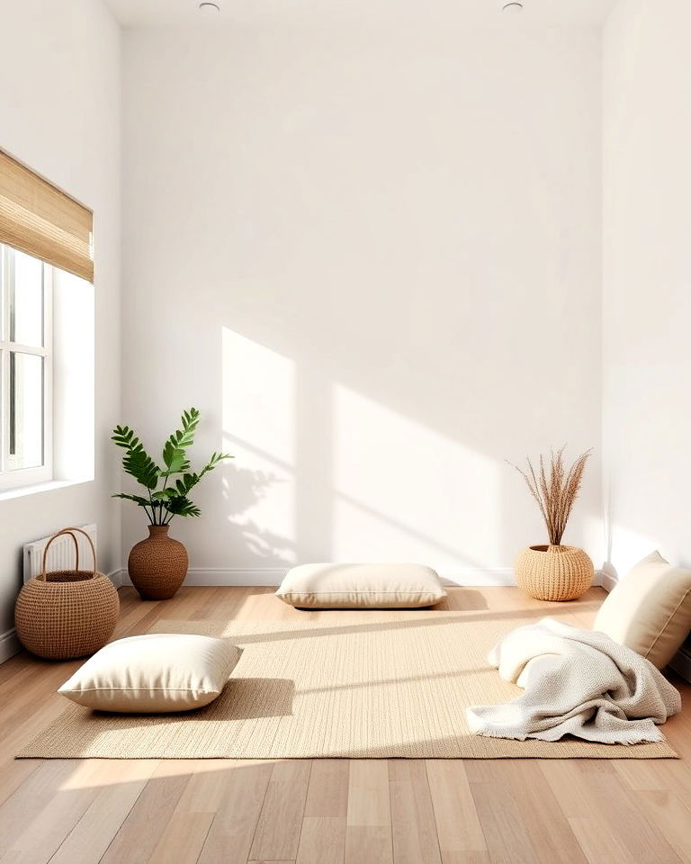 minimalist and comfortable meditation room