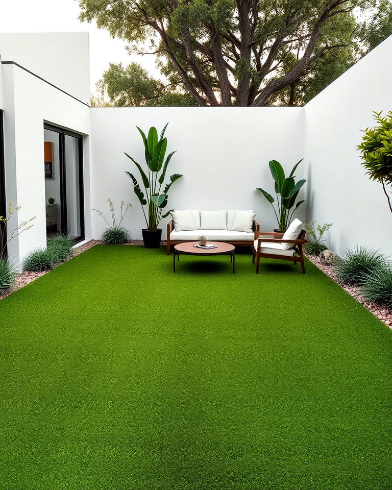 minimalist backyard turf design