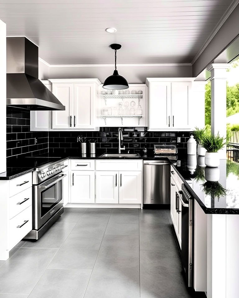 minimalist black and white outdoor kitchen