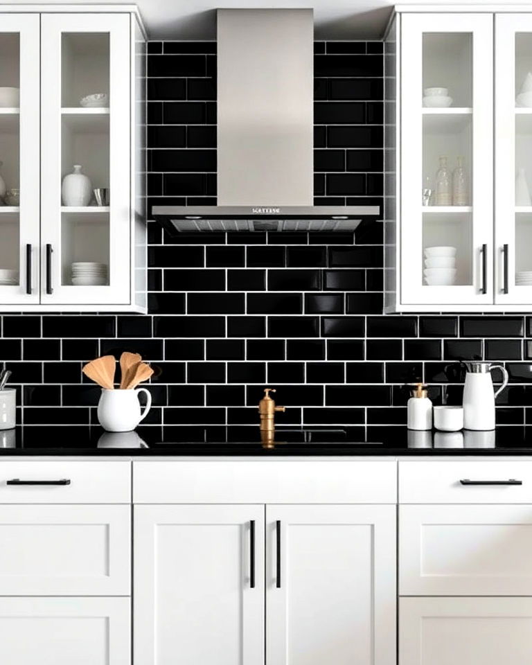 minimalist black with white edges backsplash