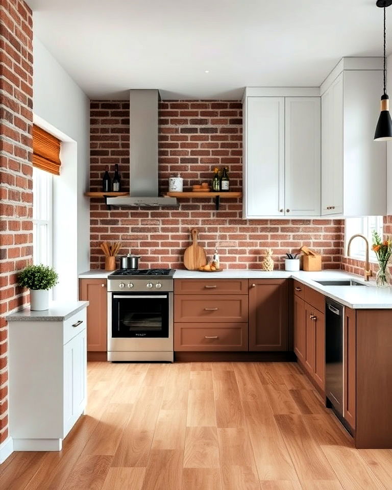 minimalist brick detailing for contemporary kitchen
