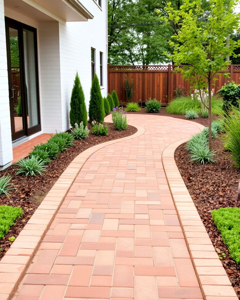 minimalist brick walkway with simple lines