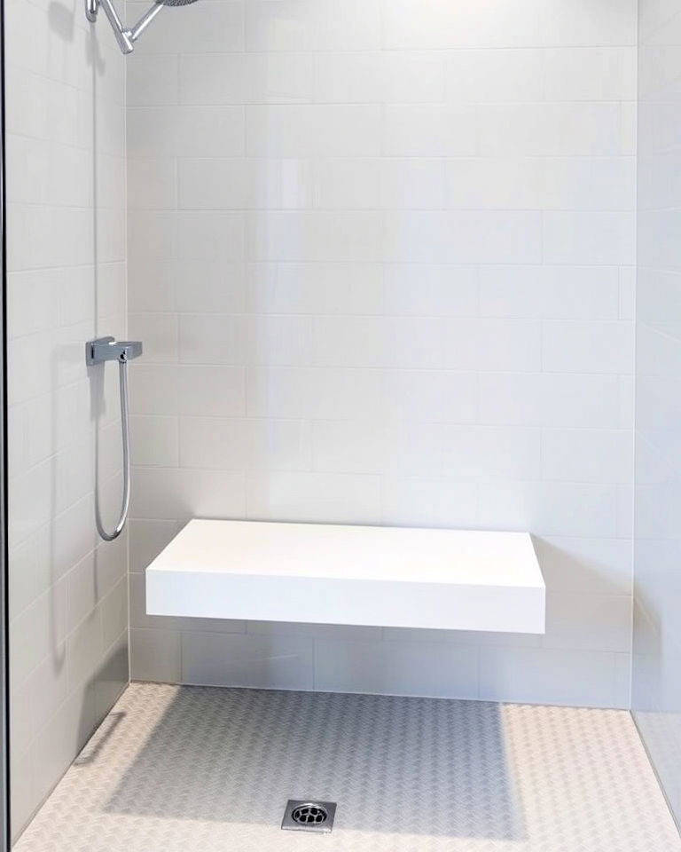 minimalist floating shower bench