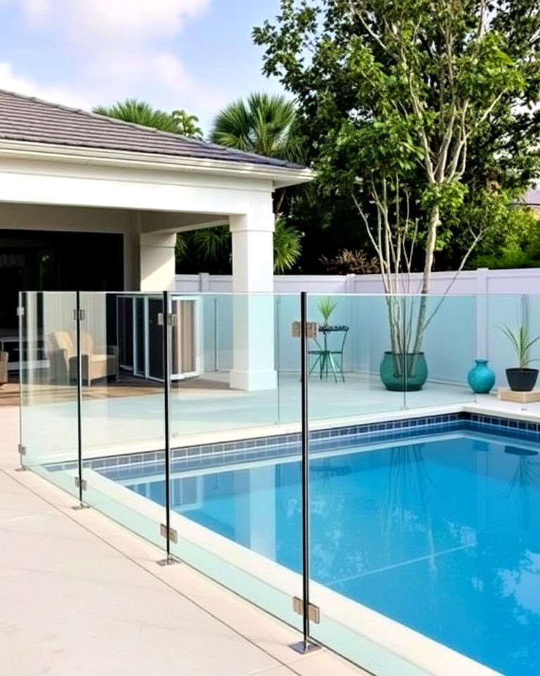 minimalist glass fencing for pool