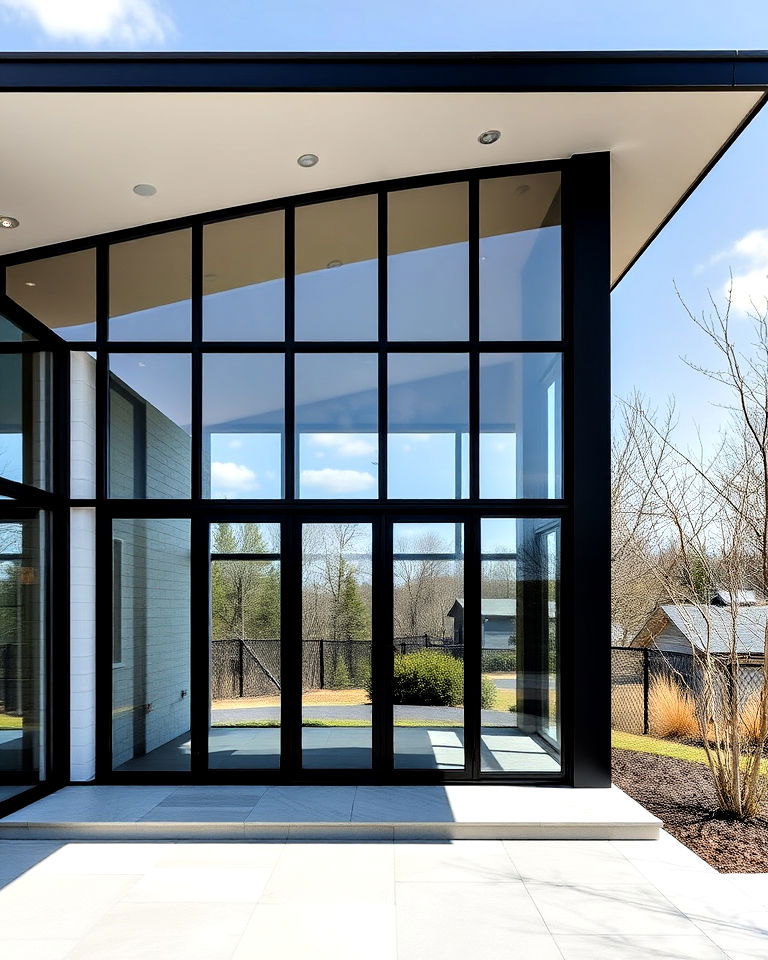 minimalist glass house with definition