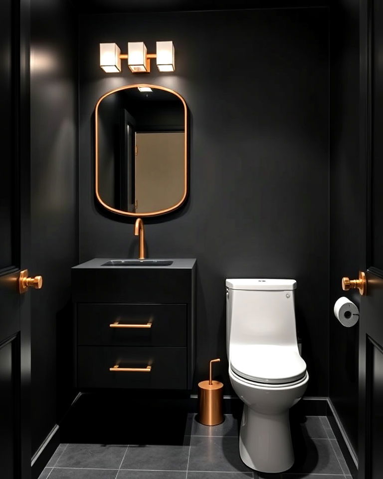 minimalist matte black with gold highlights
