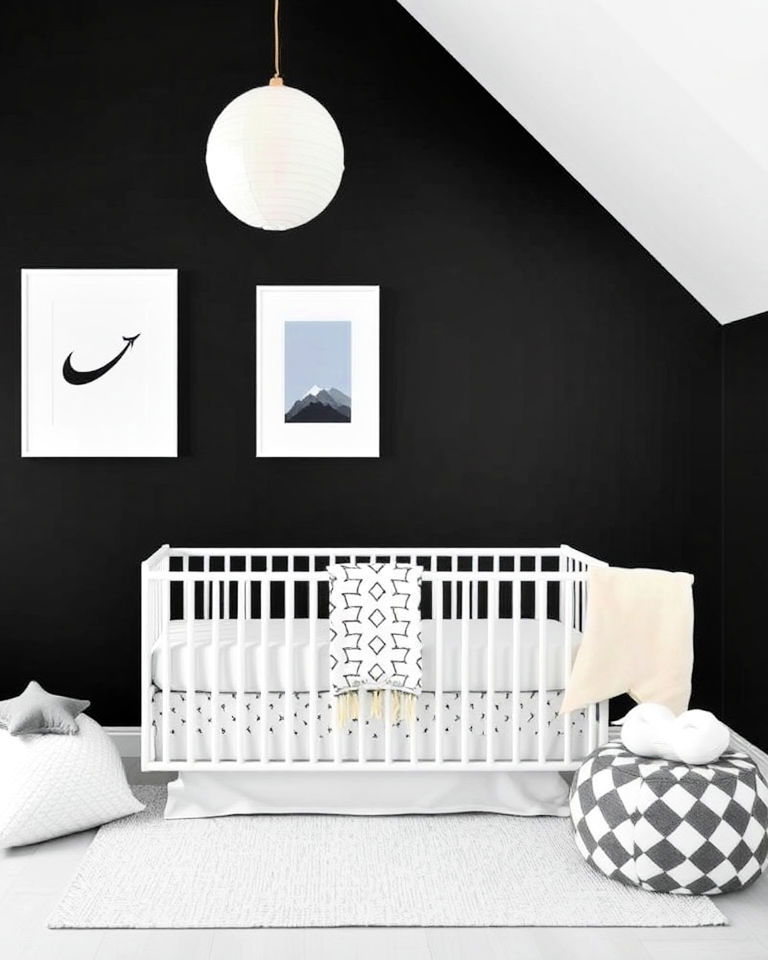 minimalist monochrome black and white nursery