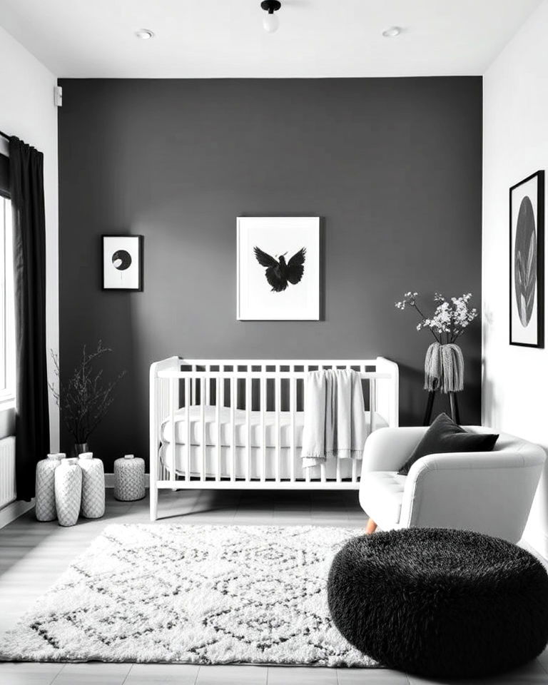 minimalist monochrome style baby room