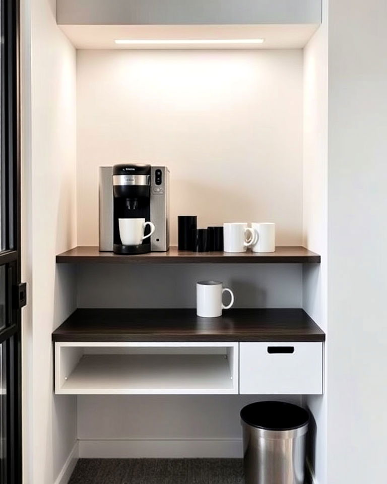 minimalist office coffee nook