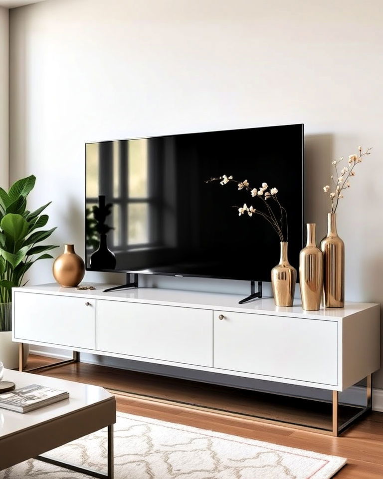 minimalist vases for a modern tv console decor
