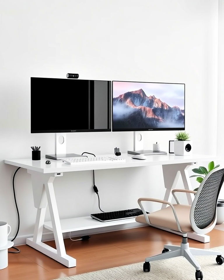 minimalist white monitor stand