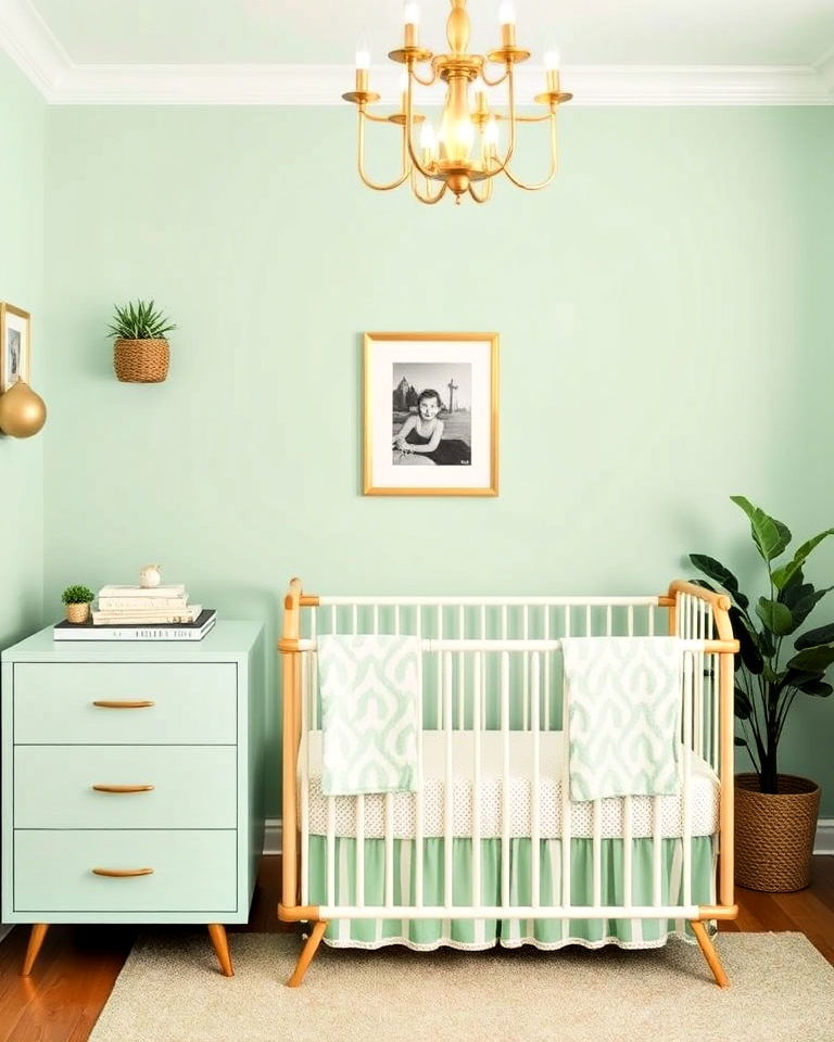 mint and gold accents nursery