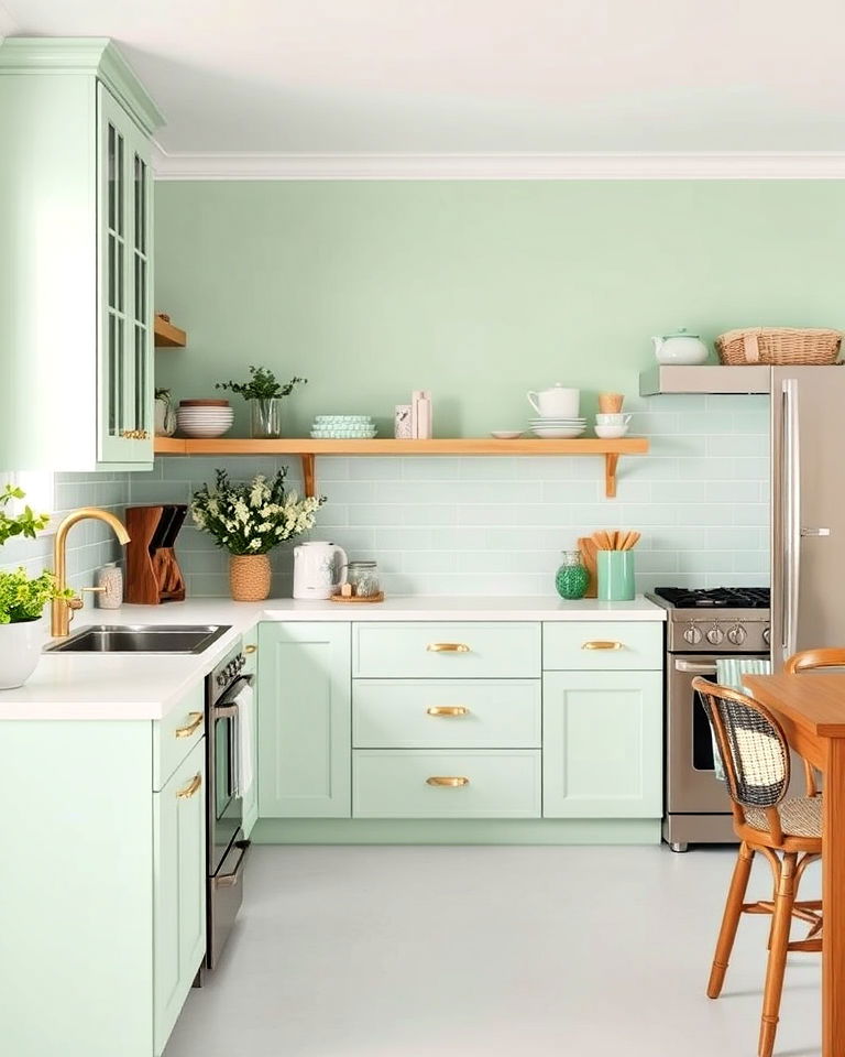 mint green kitchen for refreshing space