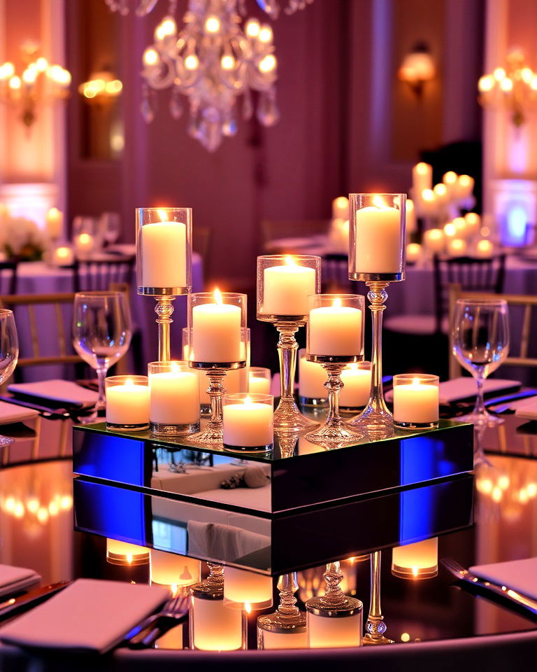 mirror base with pillar candles