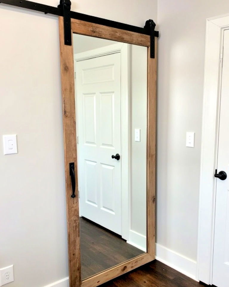 mirror on sliding barn door