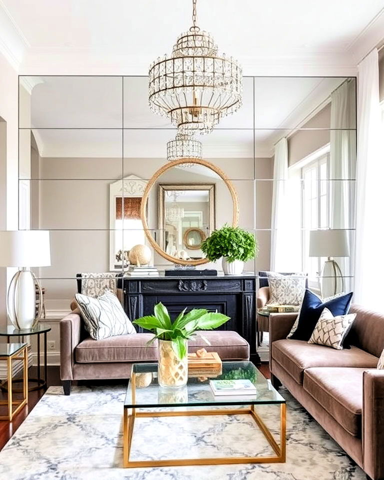 mirrored accent wall