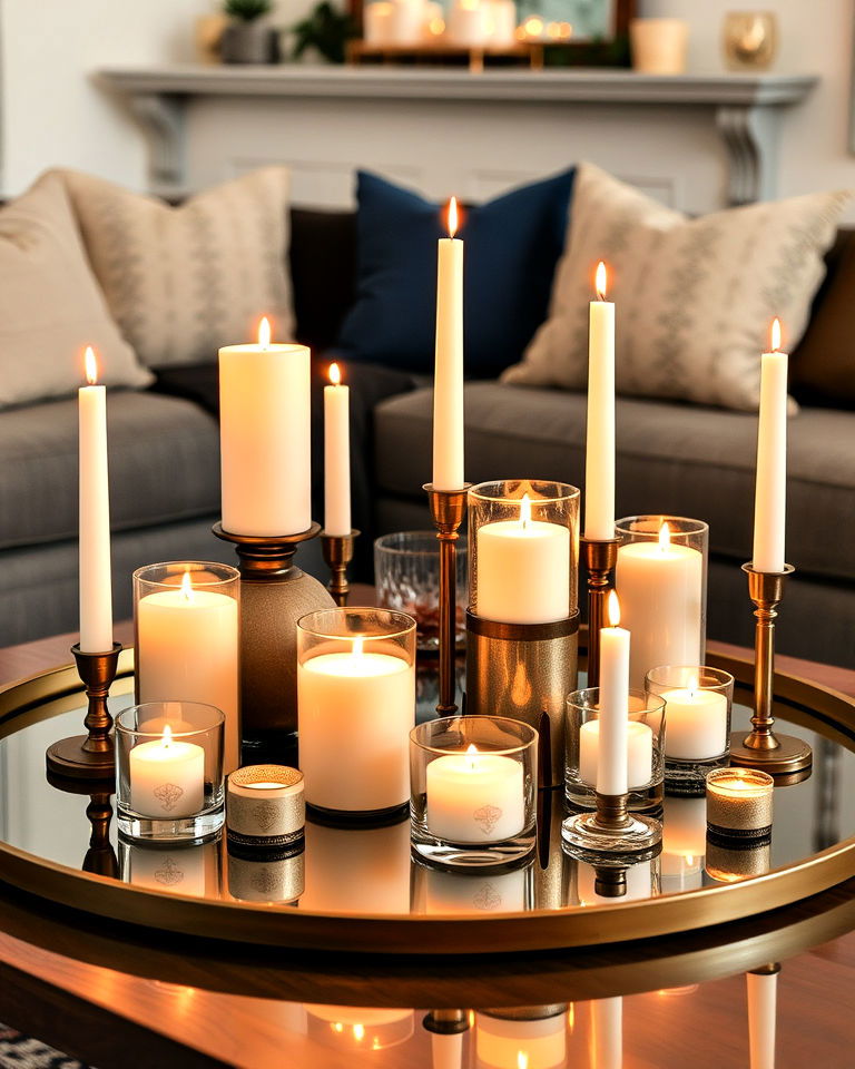 mixed candle heights centerpiece