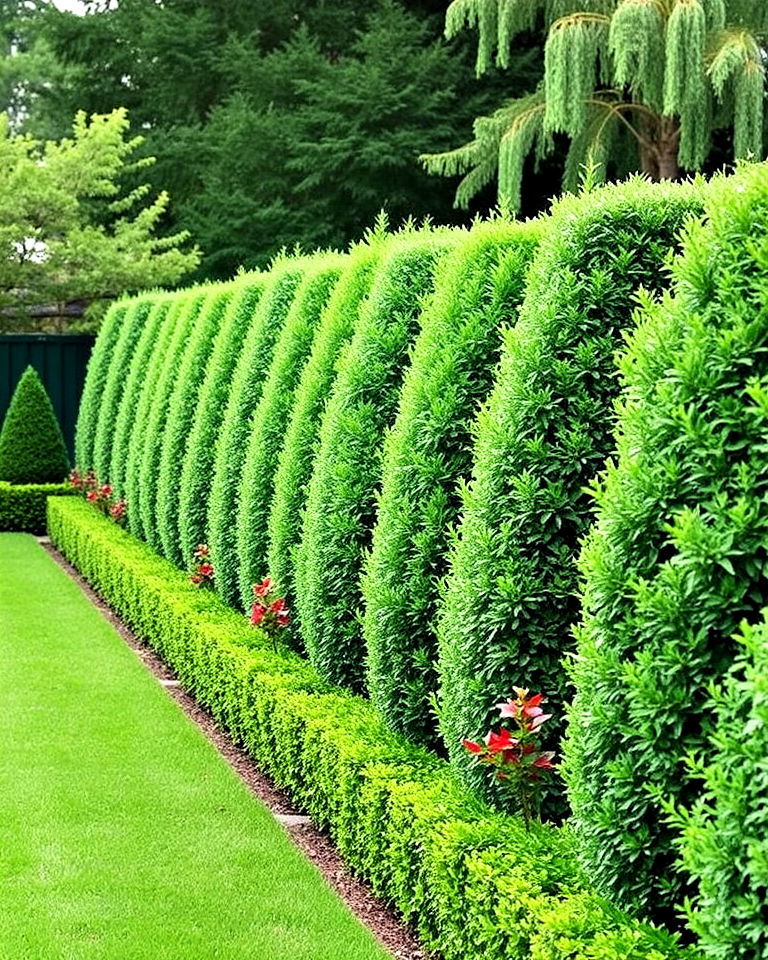 mixed evergreen hedges privacy
