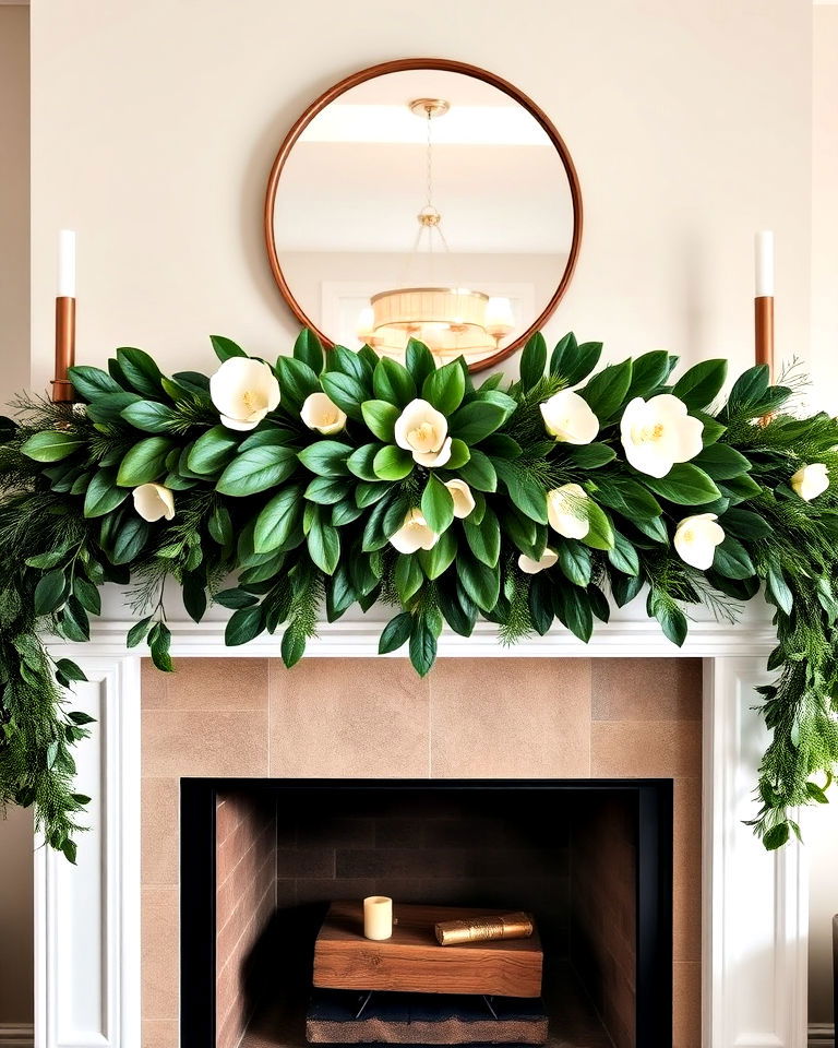 mixed greenery garland with magnolia leaves
