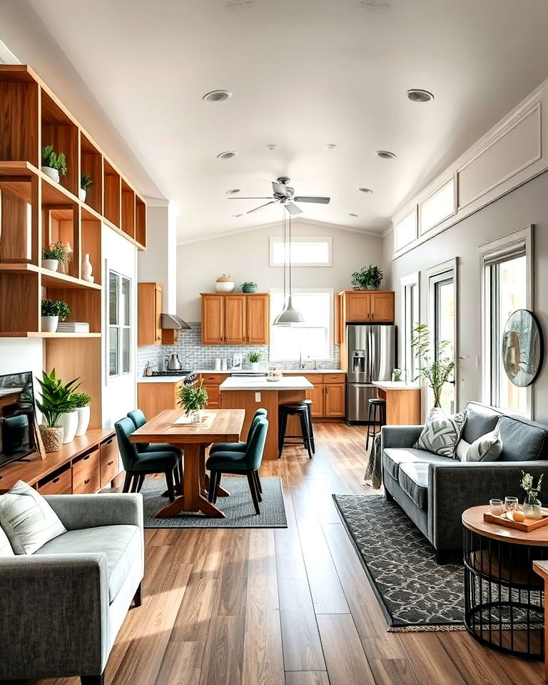 mobile home open concept living space