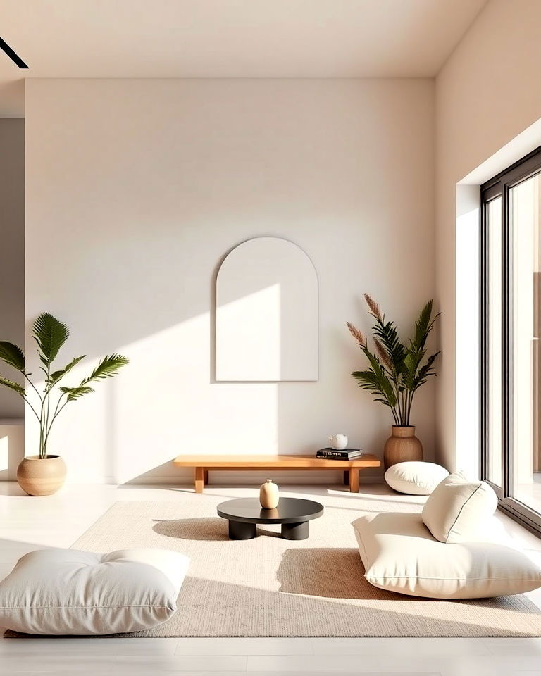 modern and minimal themed meditation space