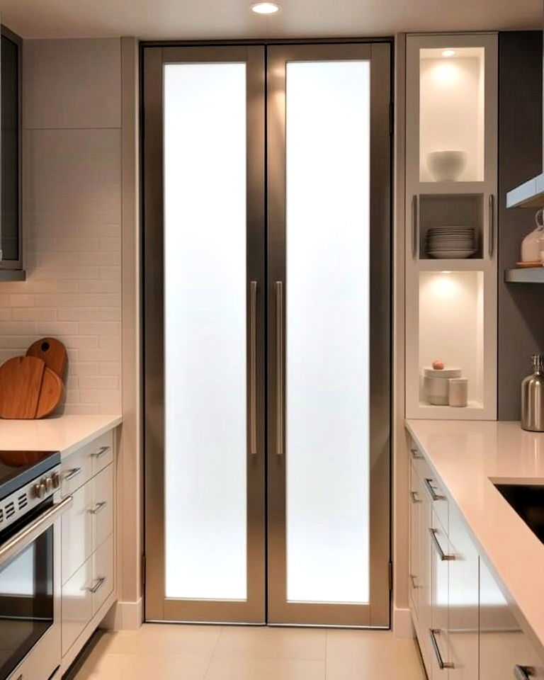 modern and sleek frosted glass pantry doors