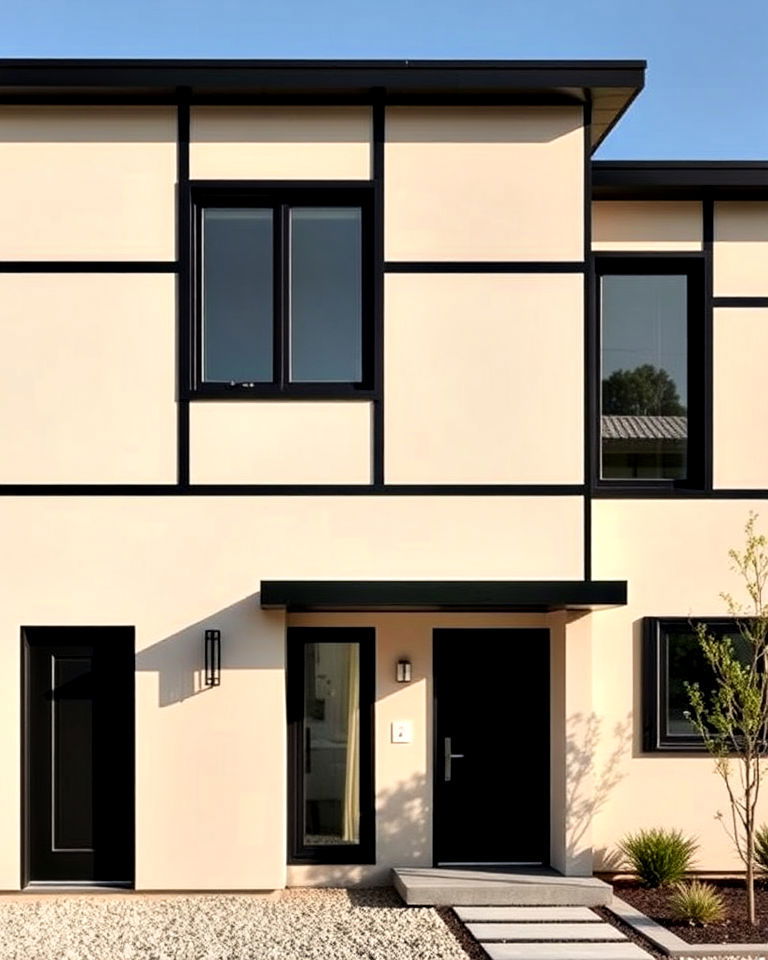 modern beige with black geometric lines