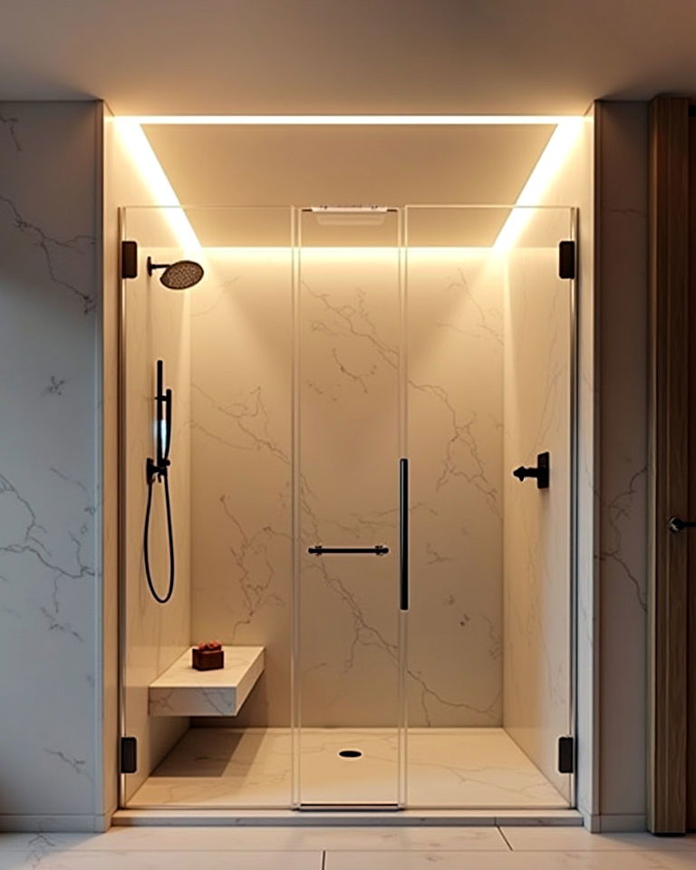 modern ceiling cove shower lighting
