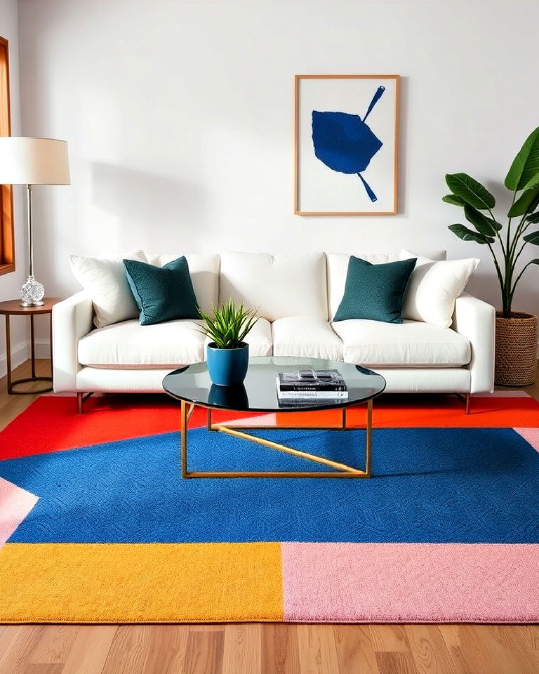 modern color blocking rugs for living room