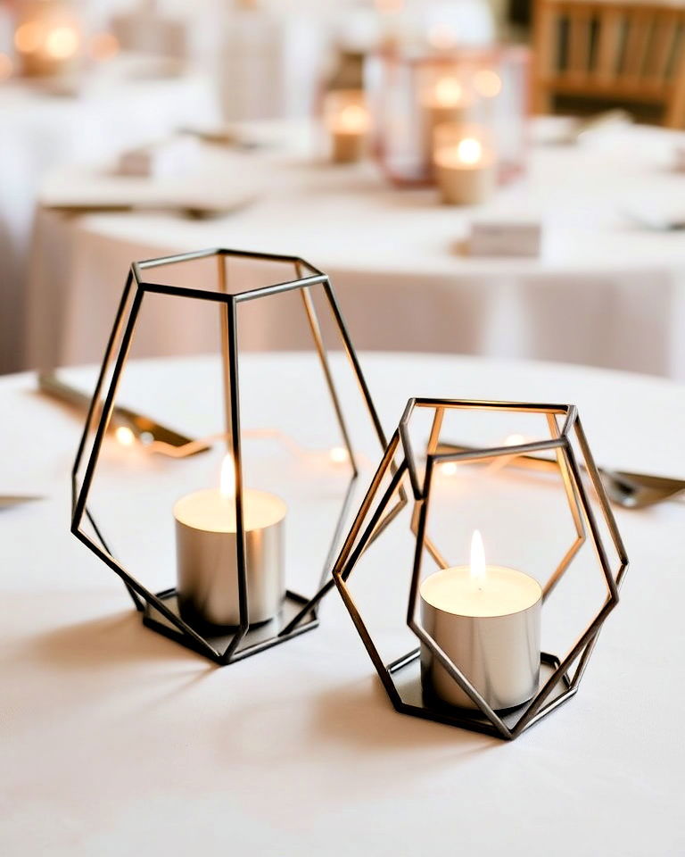 modern geometric candle holders