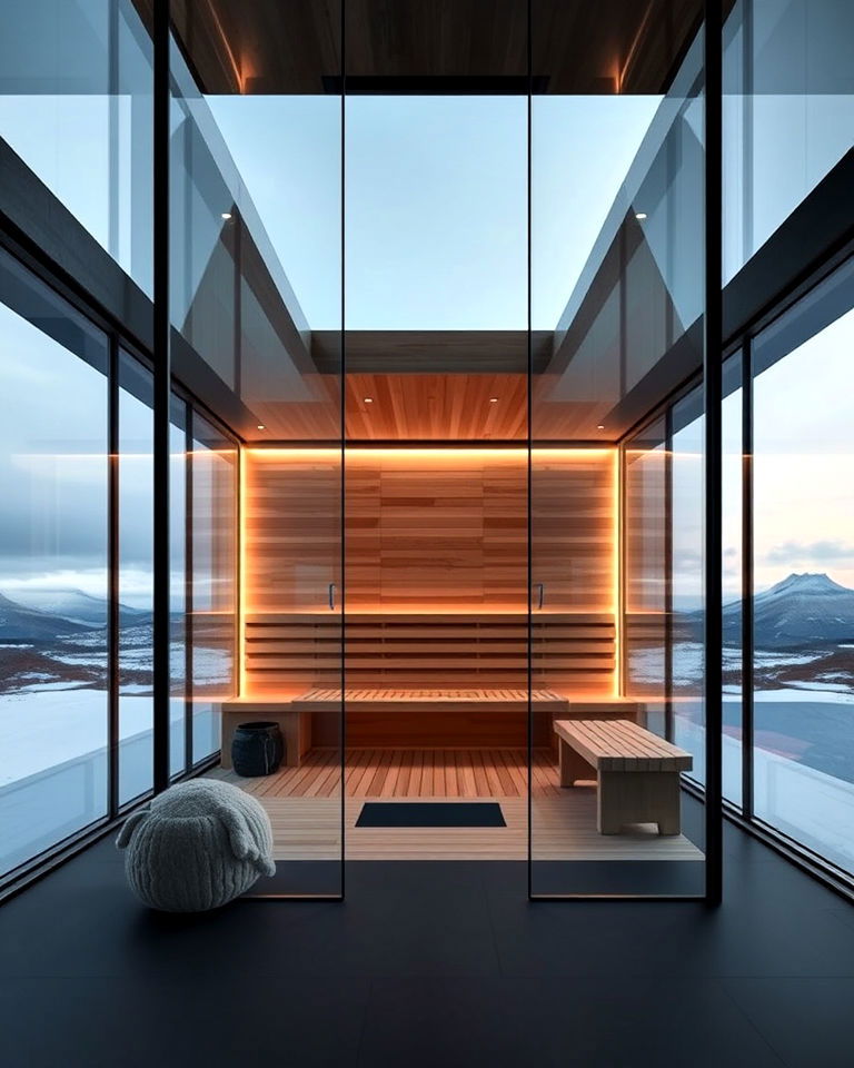 modern glass sauna